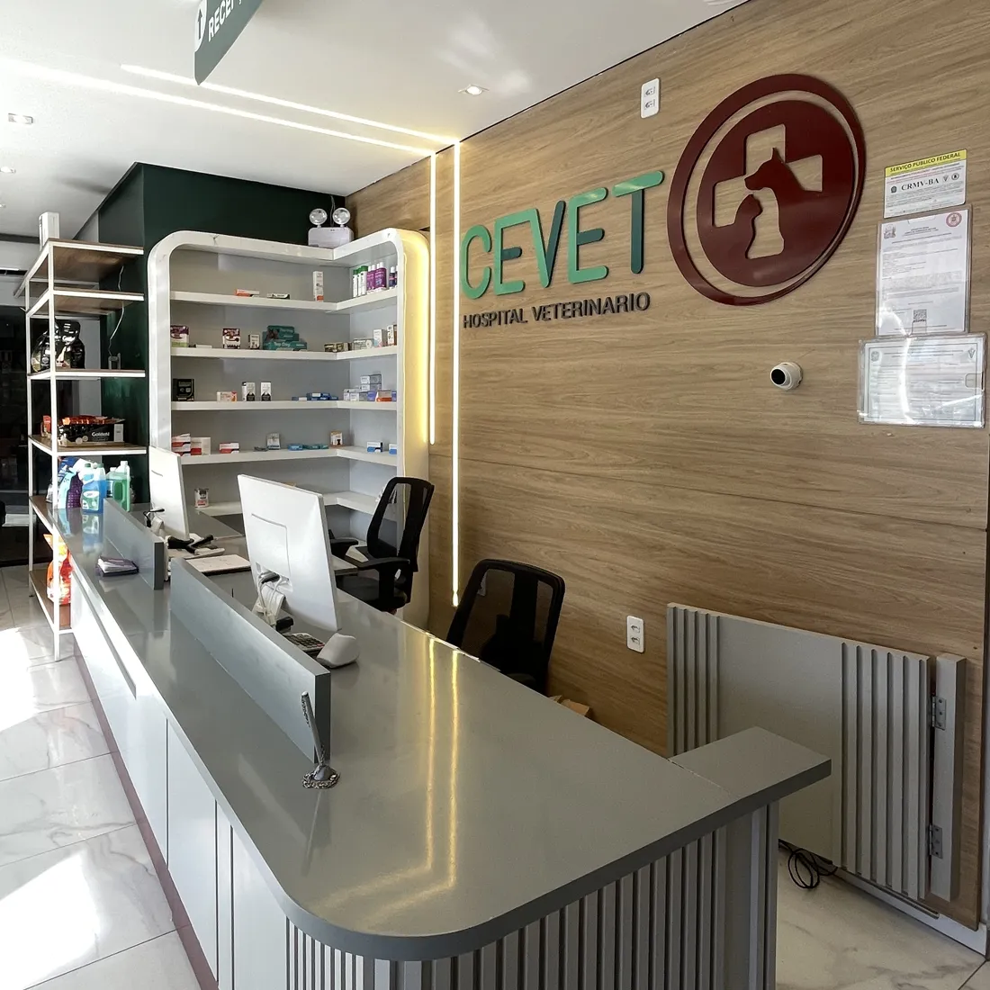 Recepção do Hospital Veterinário CEVET em Feira de Santana, Bahia